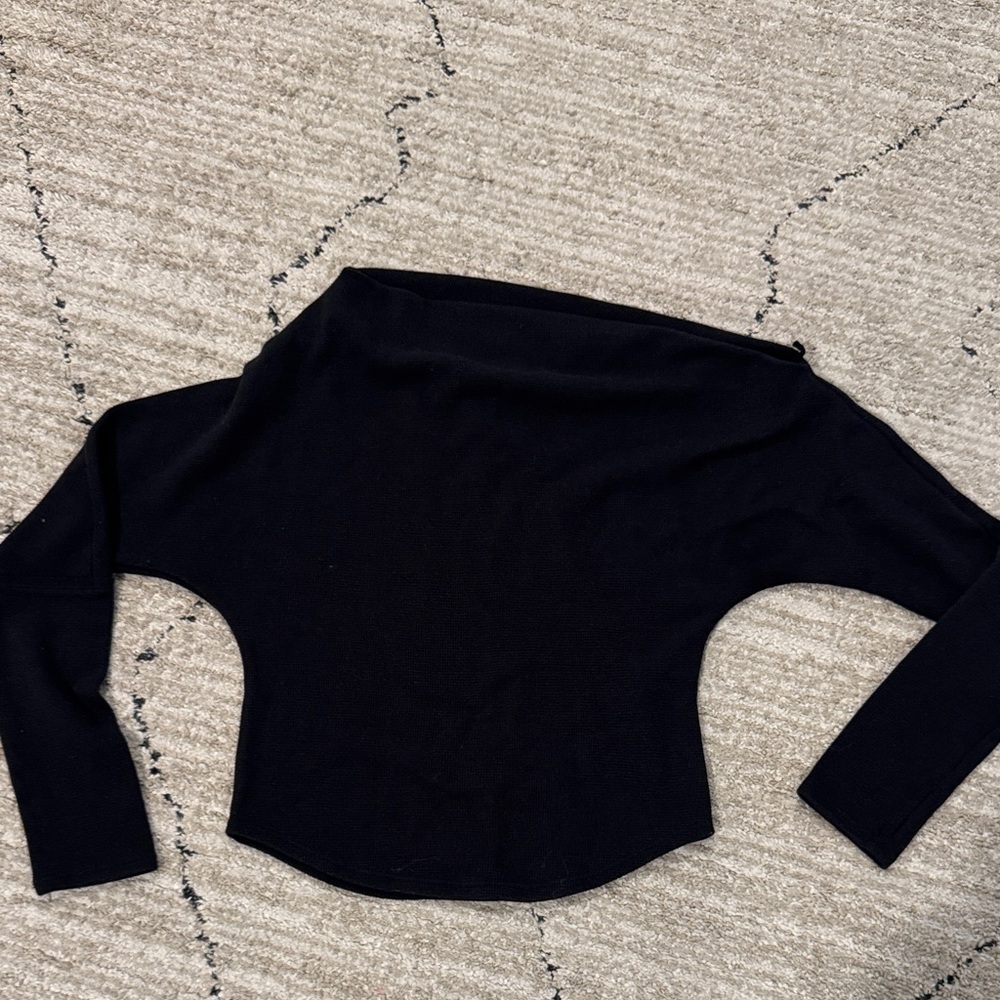 Free people off shoulder waffle knit shirt size XS - Picture 1 of 4